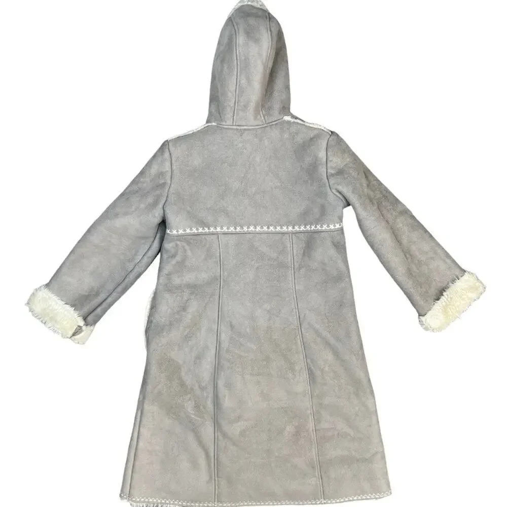 Y2K Monsoon Girls Afghan Penny Lane Embroidered Flower Coat Gray Size 8-10